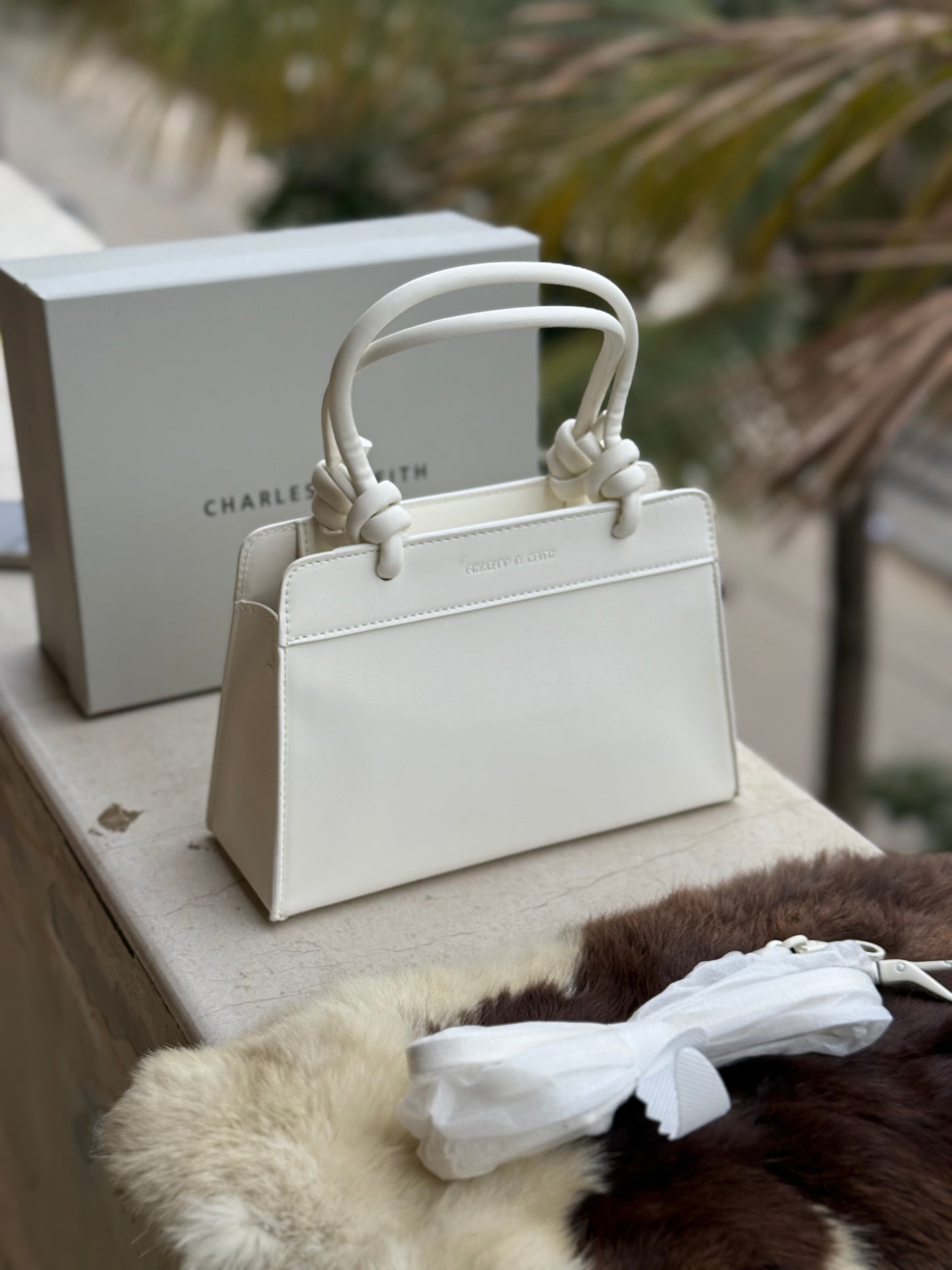 Charles & Keith Sabine Knotted handle Small Tote With Box ( Master Plus Series )