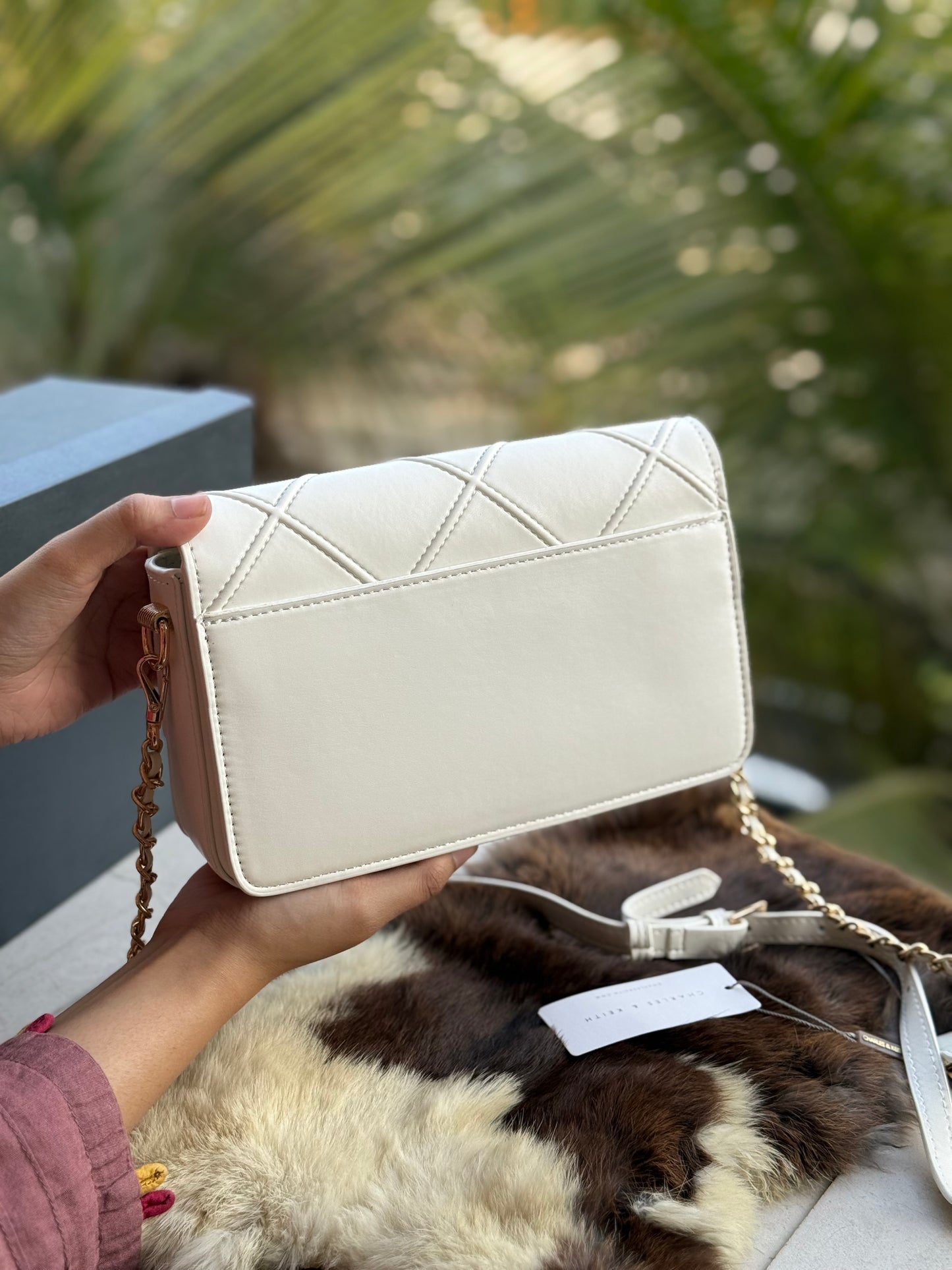 Charles & Keith Eleni Quilted Crossbody Bag-With Box