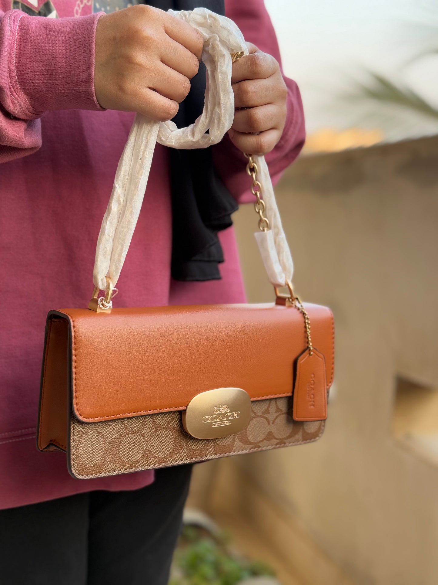Coach Eliza Flap Crossbody Bag With Box ( Master Series )