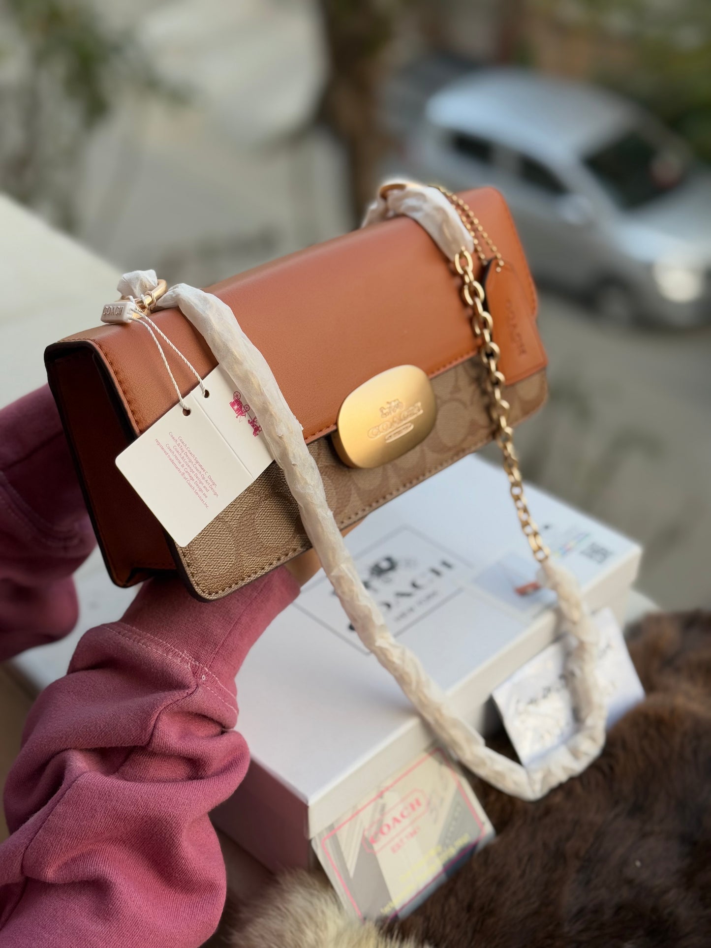 Coach Eliza Flap Crossbody Bag With Box ( Master Series )