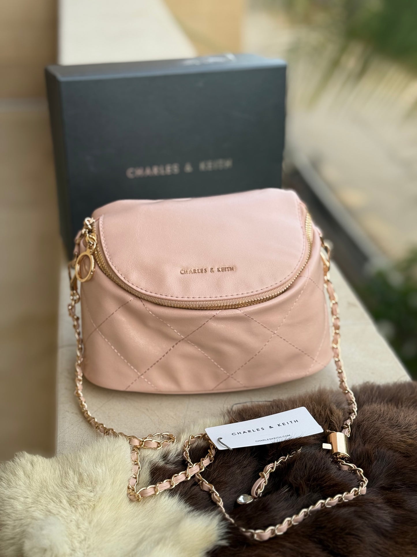 Charles & Keith Apfra Quilted Crossbody Bag With Box-Master Series