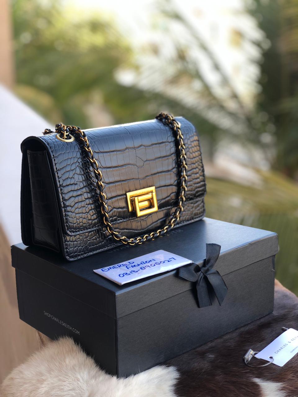 Charles & Keith Crocodile Pattern Crossbody with box ( Master Series )