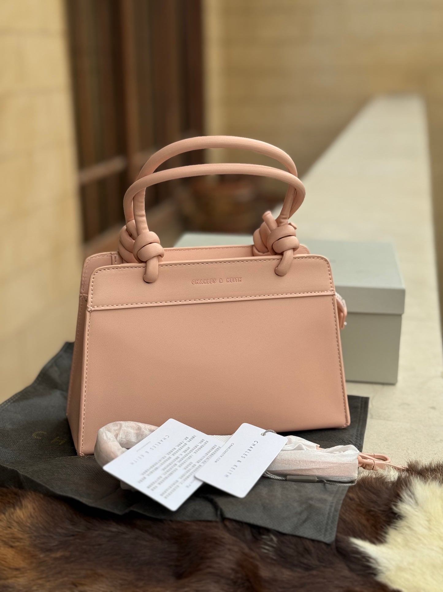 Charles & Keith Sabine Knotted handle Small Tote With Box ( Master Plus Series )