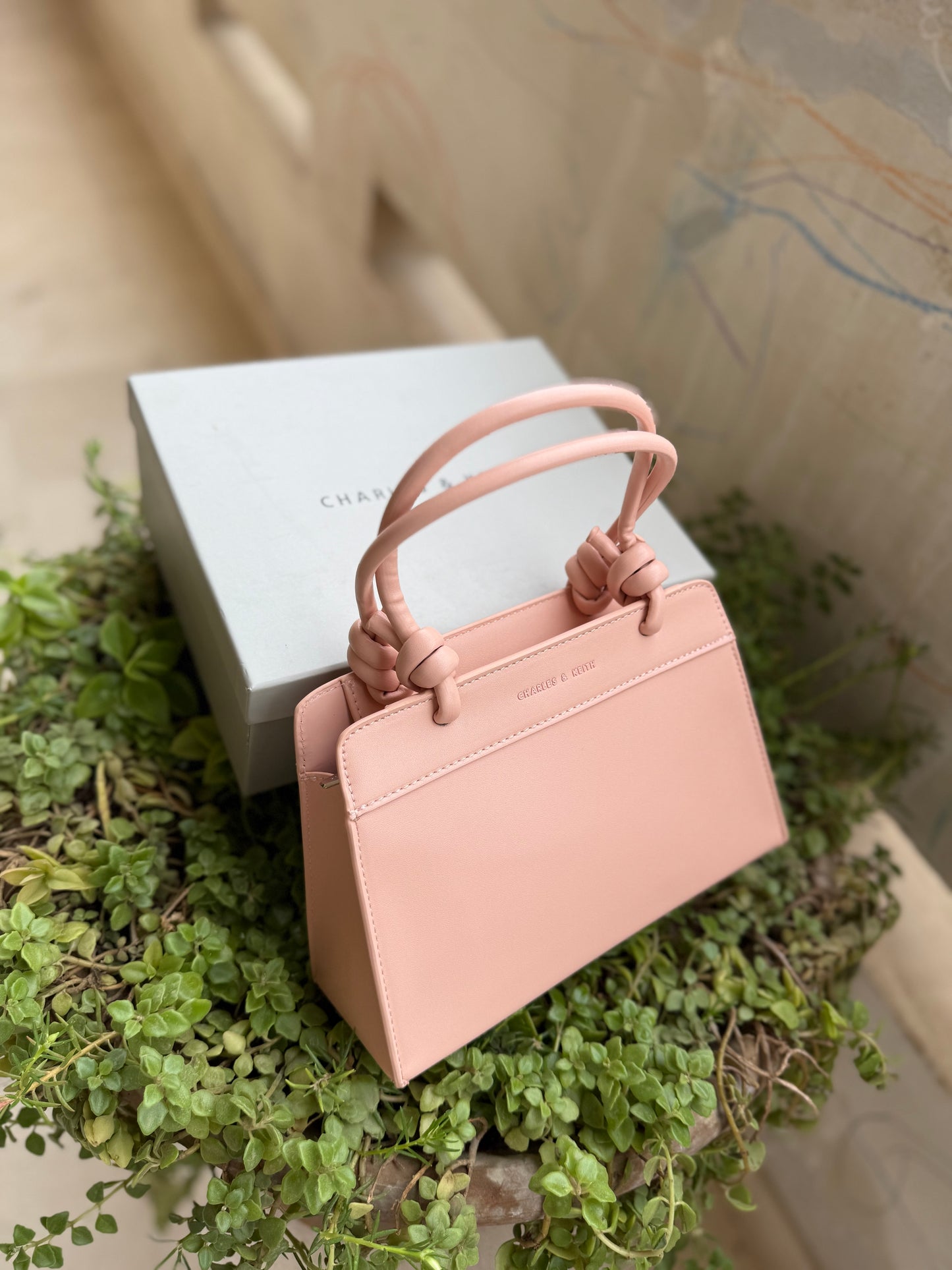 Charles & Keith Sabine Knotted handle Small Tote With Box ( Master Plus Series )