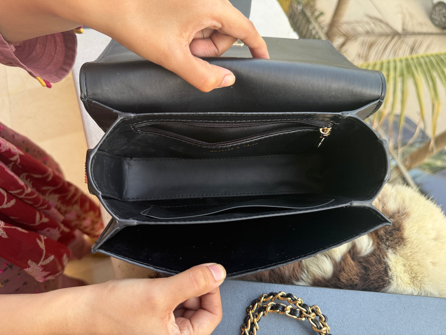 Charles & Keith Eleni Quilted Crossbody Bag-With Box