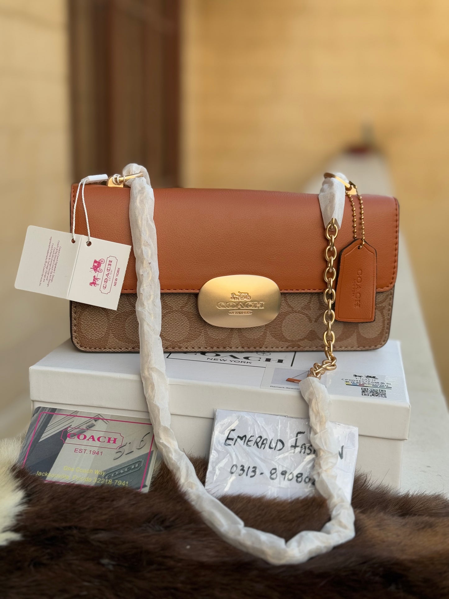 Coach Eliza Flap Crossbody Bag With Box ( Master Series )