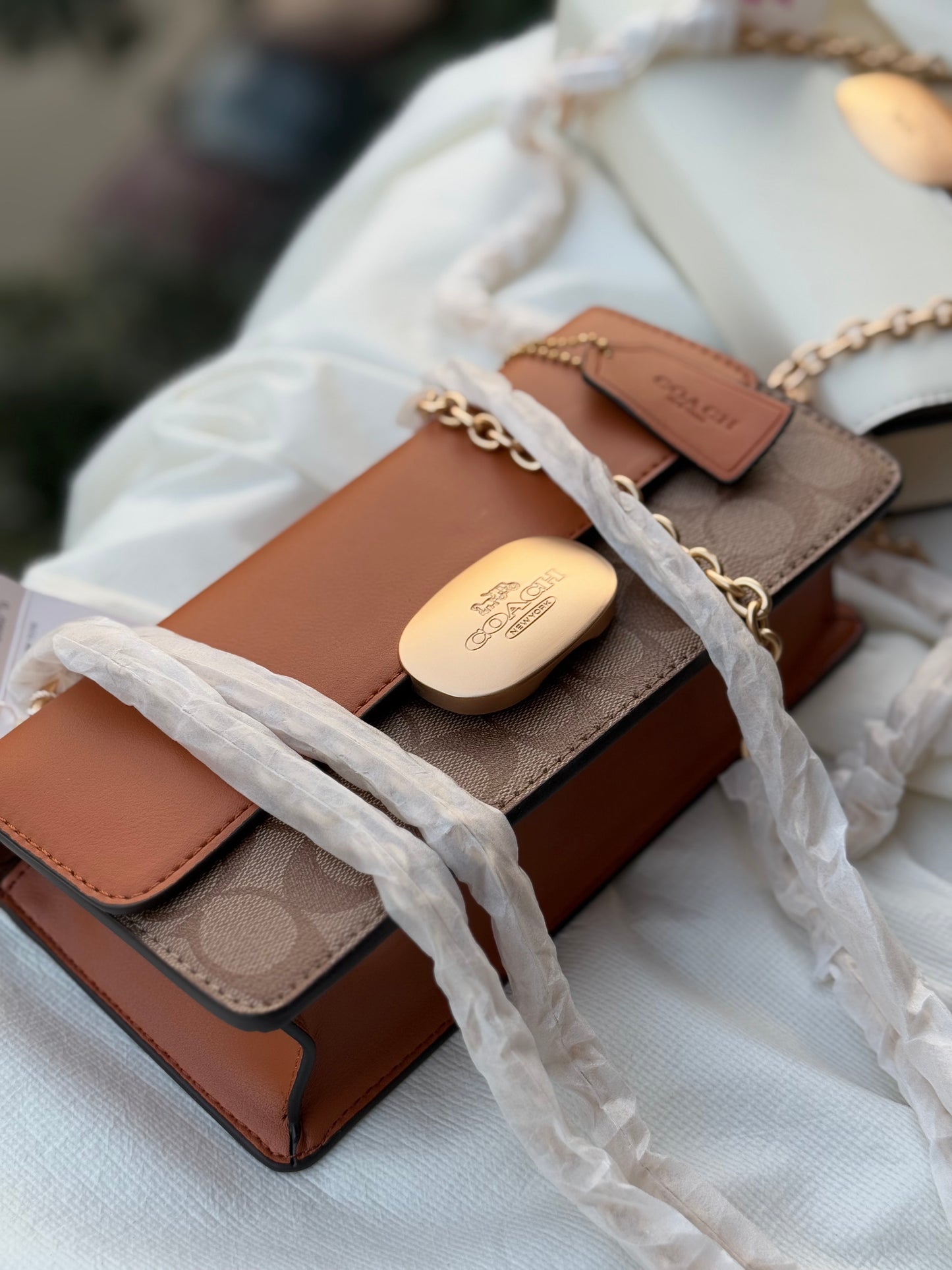 Coach Eliza Flap Crossbody Bag With Box ( Master Series )
