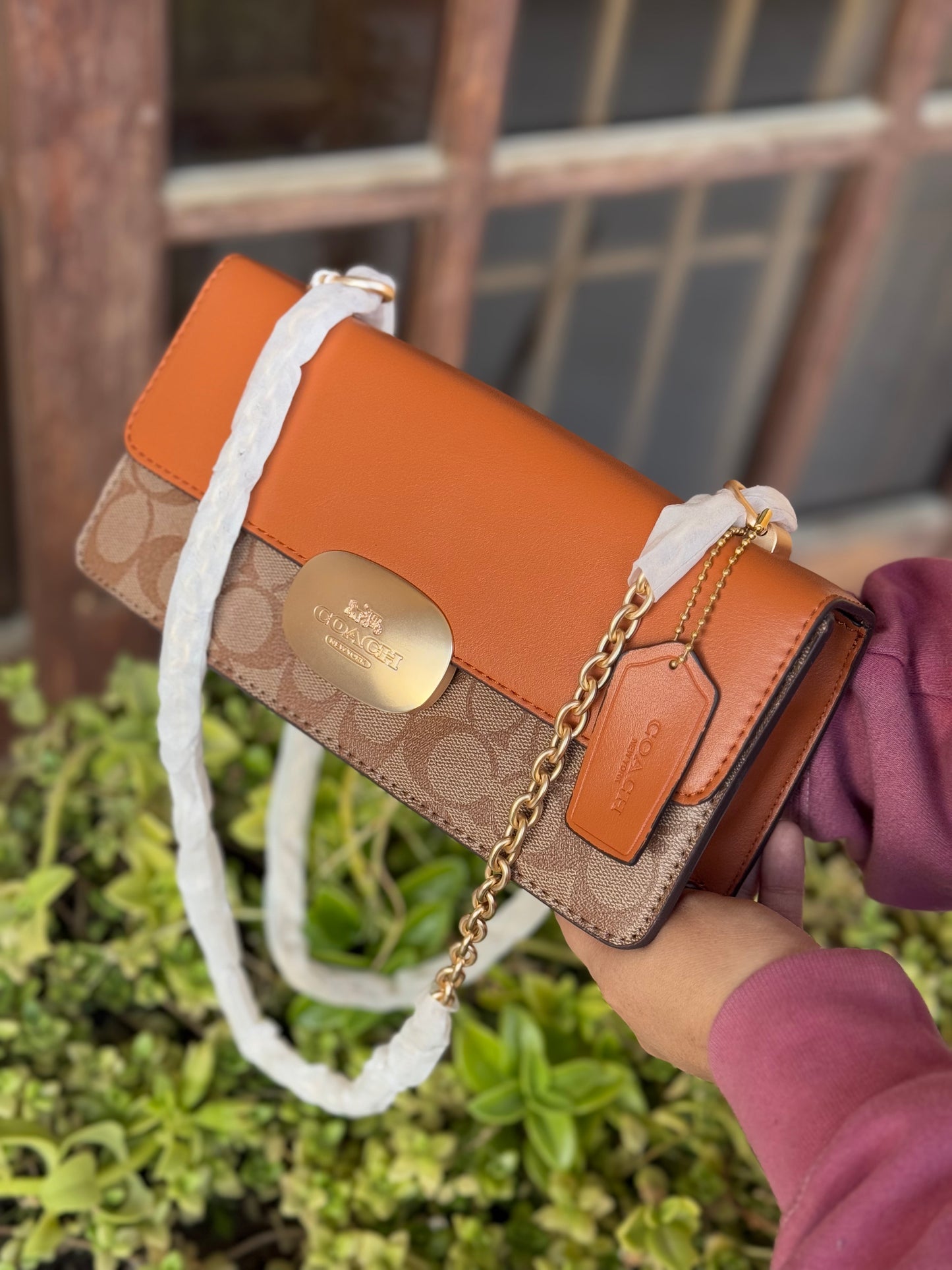 Coach Eliza Flap Crossbody Bag With Box ( Master Series )