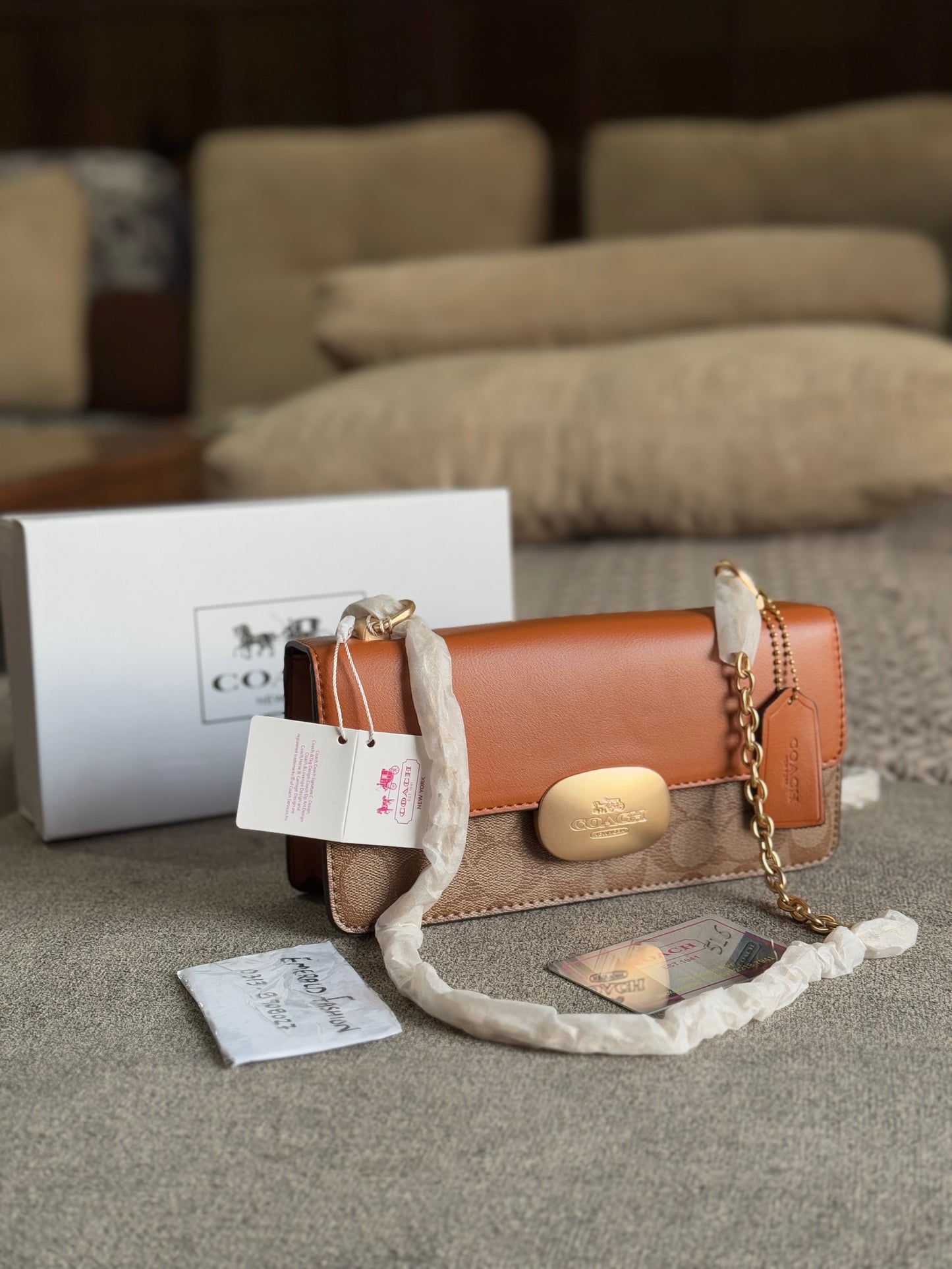 Coach Eliza Flap Crossbody Bag With Box ( Master Series )