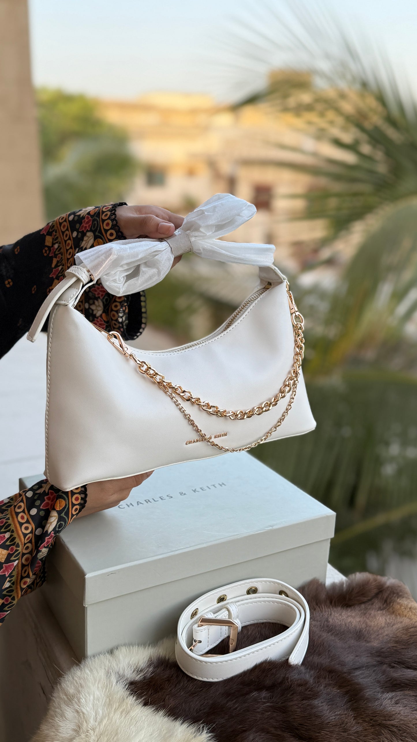 Charles & Keith Atwood chain-embellished shoulder bag-Master Series-With box