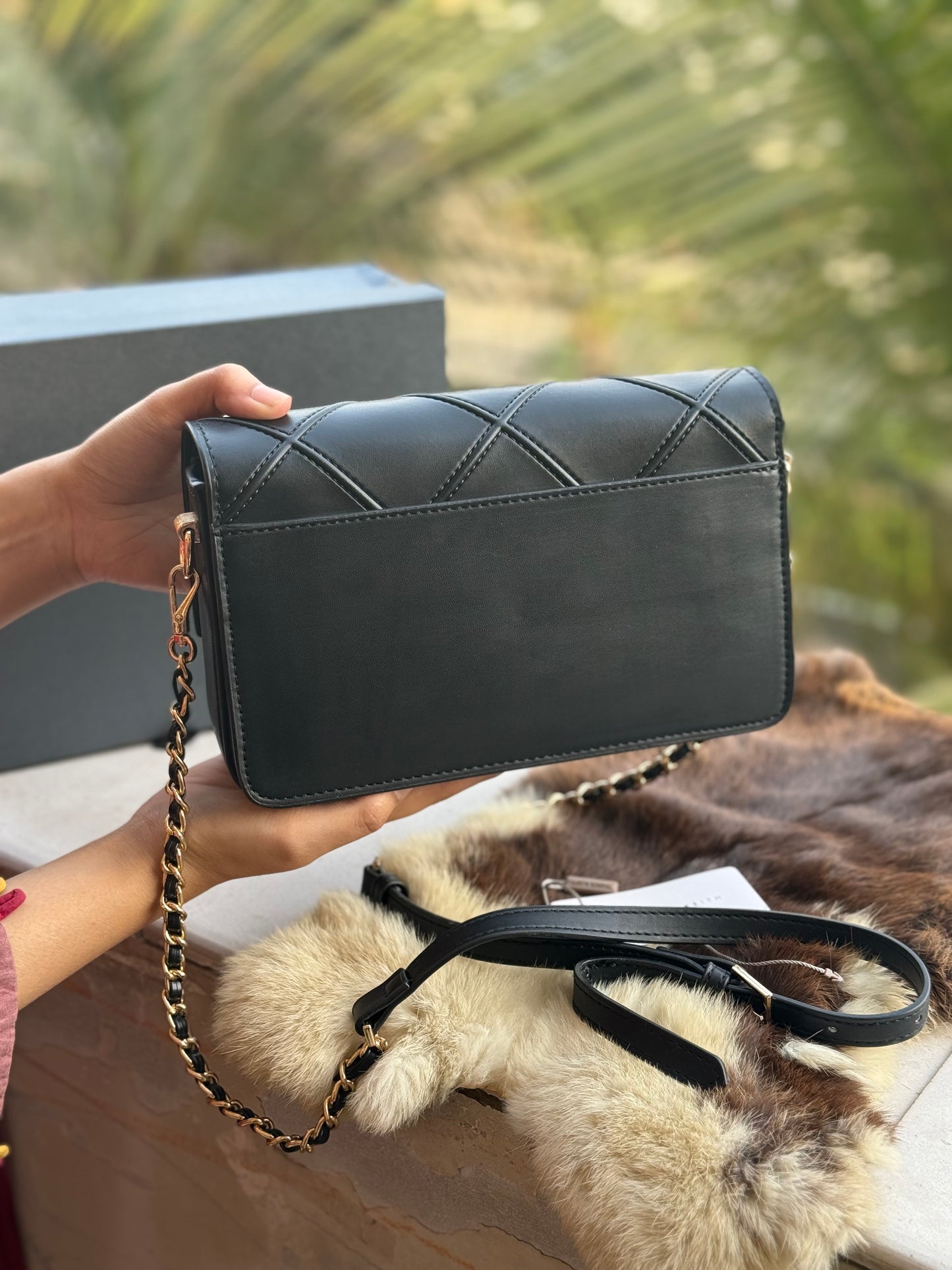 Charles & Keith Eleni Quilted Crossbody Bag-With Box