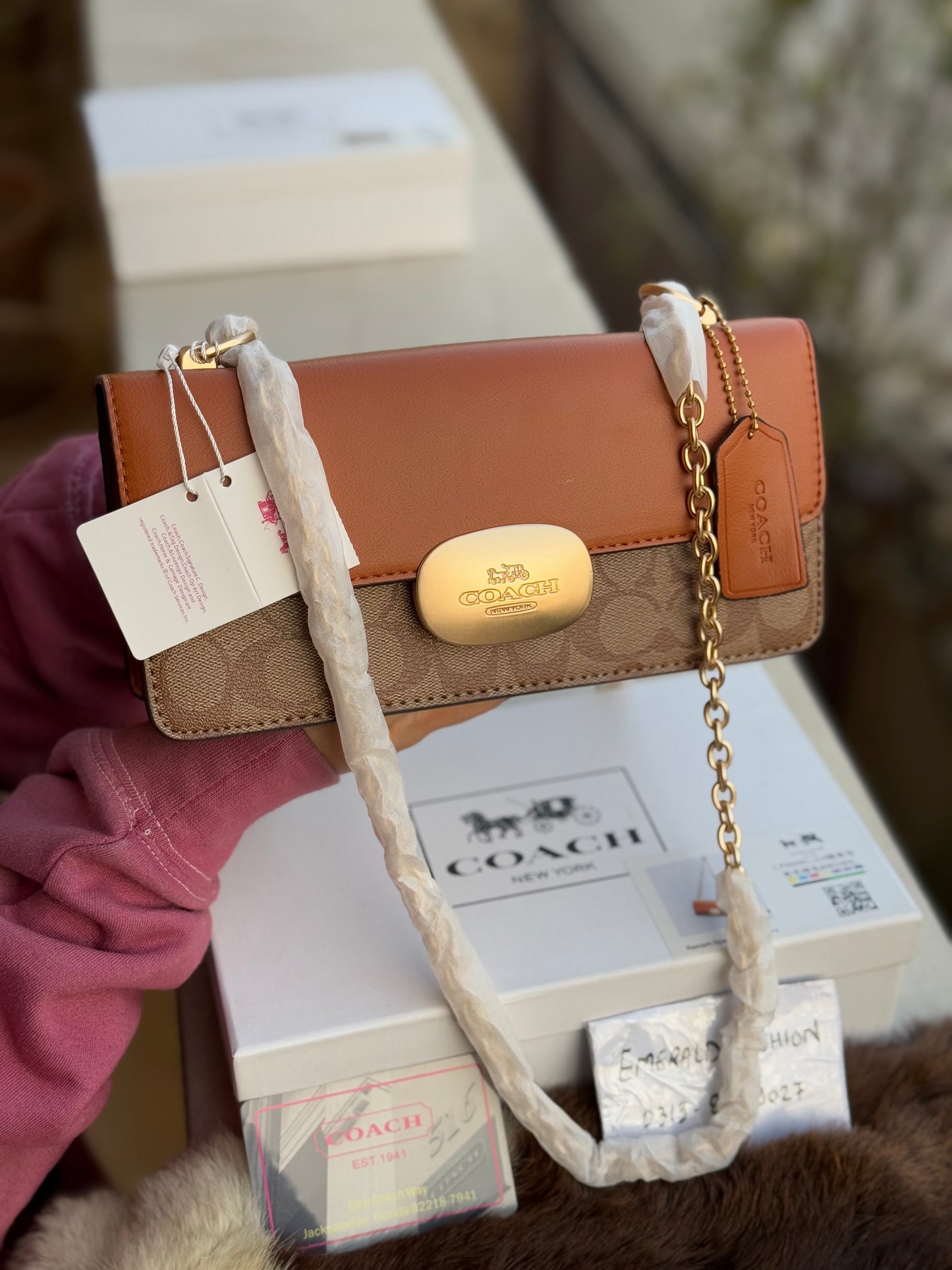 Coach Eliza Flap Crossbody Bag With Box ( Master Series )