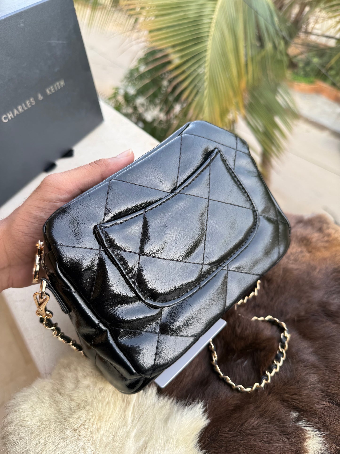 Charles & Keith Apfra Quilted Crossbody Bag With Box-Master Series