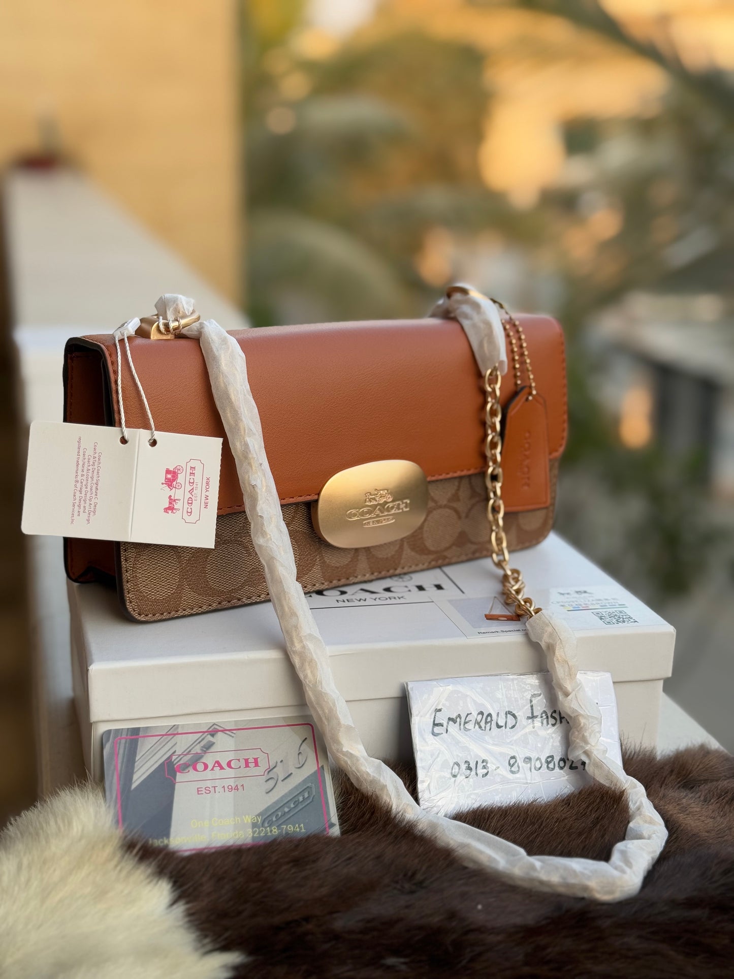 Coach Eliza Flap Crossbody Bag With Box ( Master Series )