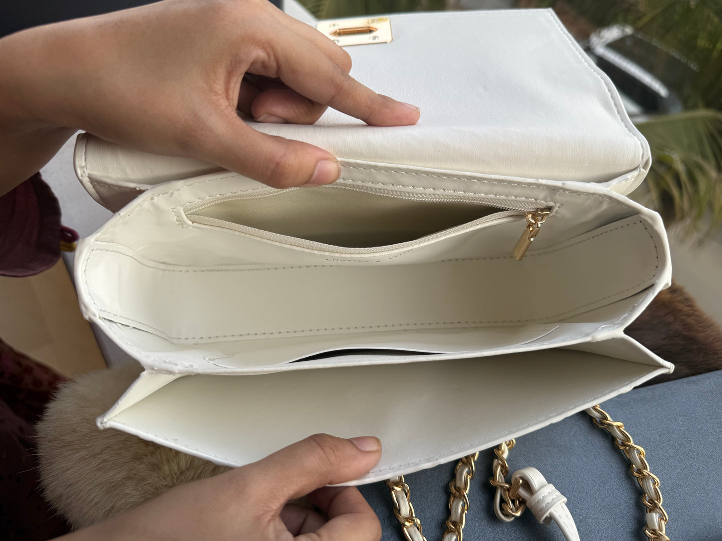 Charles & Keith Eleni Quilted Crossbody Bag-With Box