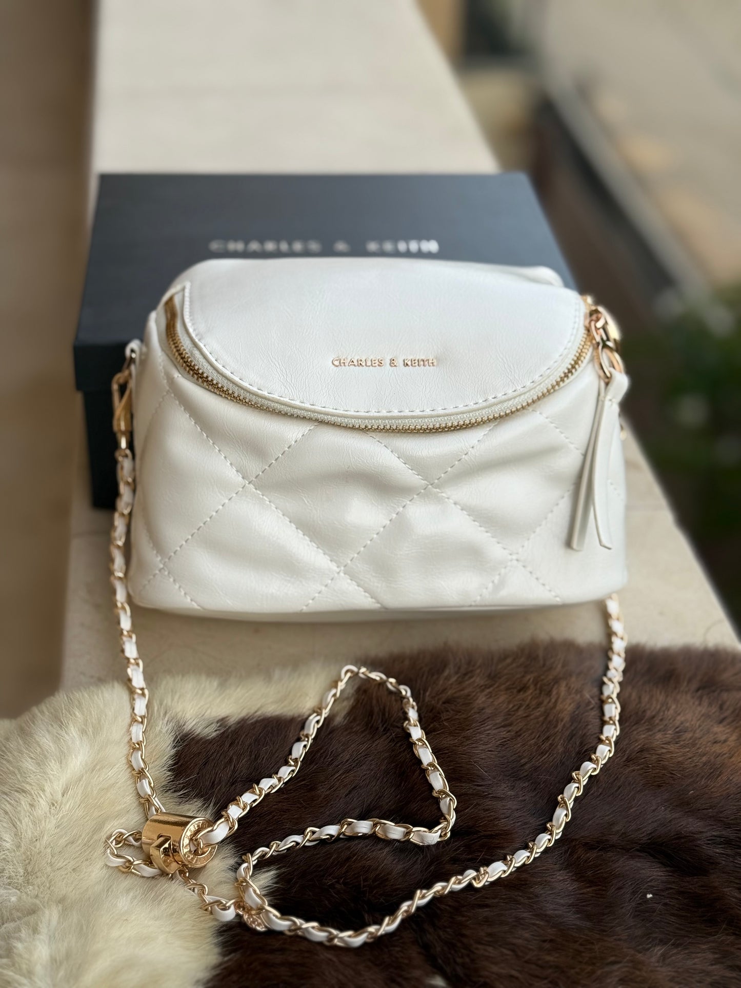 Charles & Keith Apfra Quilted Crossbody Bag With Box-Master Series