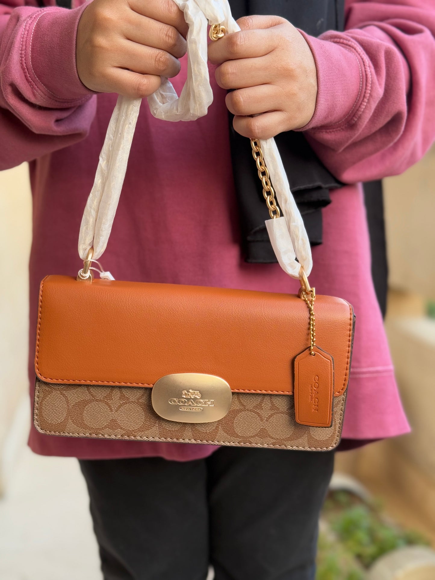 Coach Eliza Flap Crossbody Bag With Box ( Master Series )