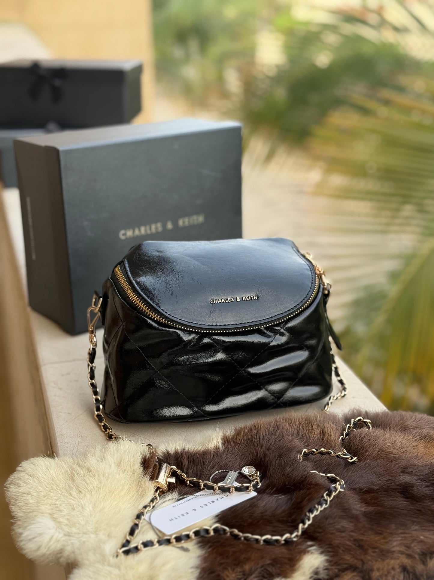 Charles & Keith Apfra Quilted Crossbody Bag With Box-Master Series