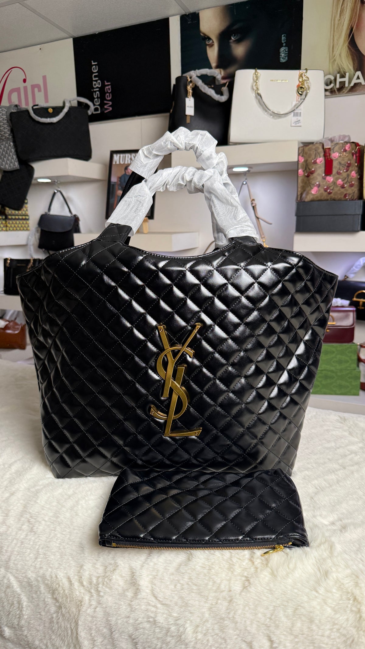 YSL  Saint Laurent Icare Maxi Matelassé Leather Tote-Master Plus Series.