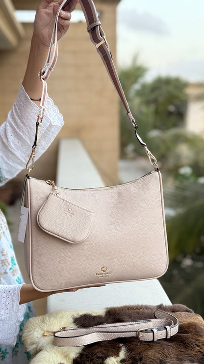 Kate Spade Emma Large Crossbody bag With mini pouch-Master Plus series Nude/Skin