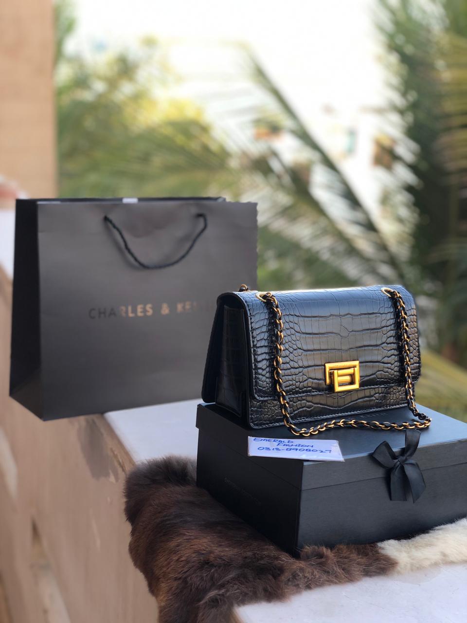 Charles & Keith Crocodile Pattern Crossbody with box ( Master Series )