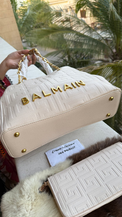 BALMAIN medium Tote With Balmain clutch.
