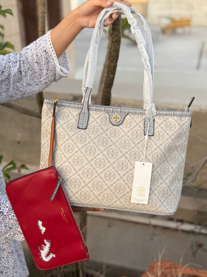 Tory Burch T Monogram Cloud Zip Tote Bag-Master Plus Series