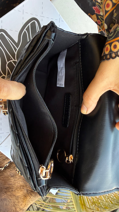 Charles & Keith Cressida Quilted Top Handle Bag in Black-Master Plus Series-Gift Box Packaging. (Copy)