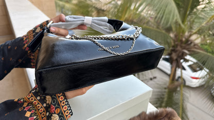 Charles & Keith Atwood chain-embellished shoulder bag with a shiny finish-Master Series-With box