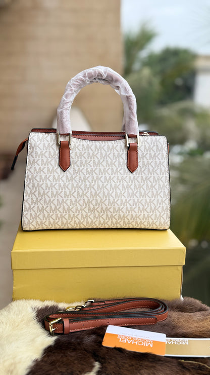 Michael Kors Laila Signature Monogram Hand bag With box.