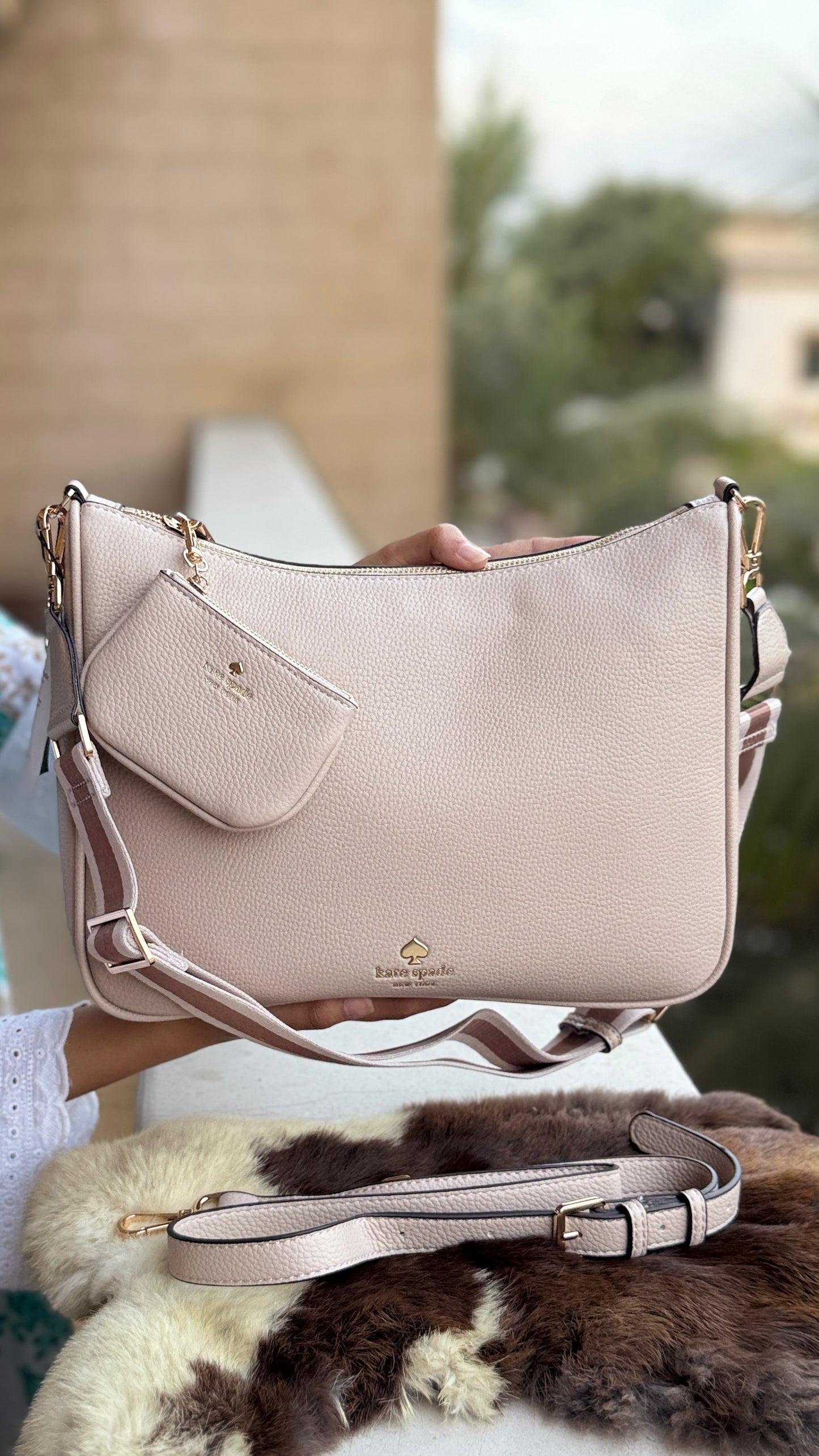 Kate Spade Emma Large Crossbody bag With mini pouch-Master Plus series Nude/Skin