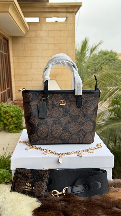 Coach City Mini Tote Bag-With Wallet & Charm Chain-Box Included-Master Plus Series.