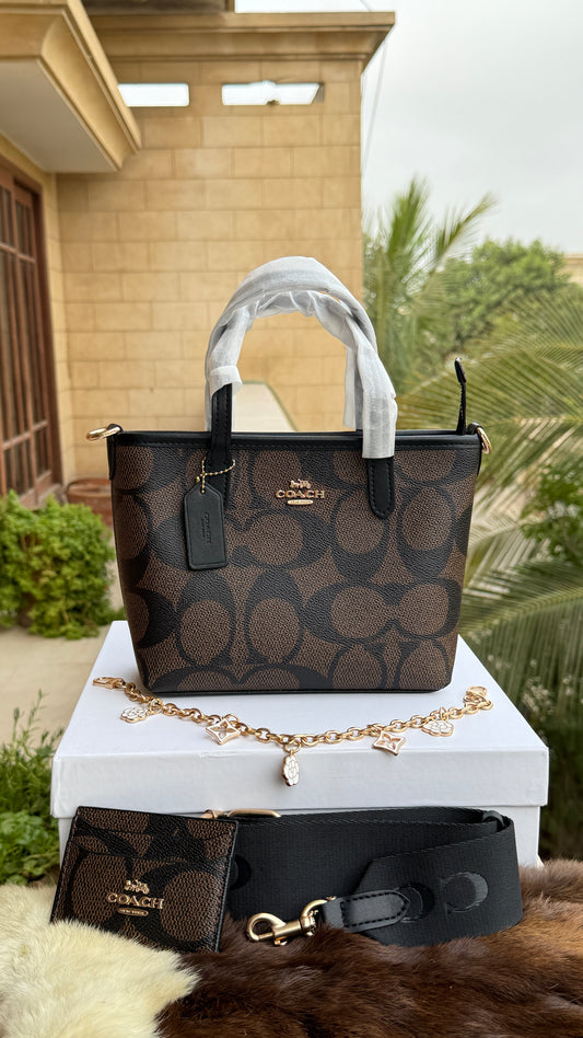 Coach City Mini Tote Bag-With Wallet & Charm Chain-Box Included-Master Plus Series.