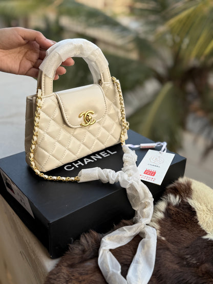 Chanel Kelly Small in White Shinny Calf Skin-AAA Quality-Folding Box