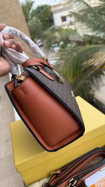 Michael Kors Laila Signature Monogram Hand bag With box.