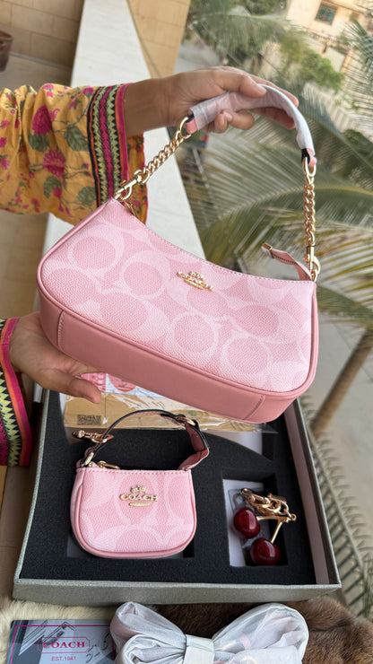 Coach Teri Hobo Complete Set With Box,Micro Bag & Cherry Charm-Master Plus