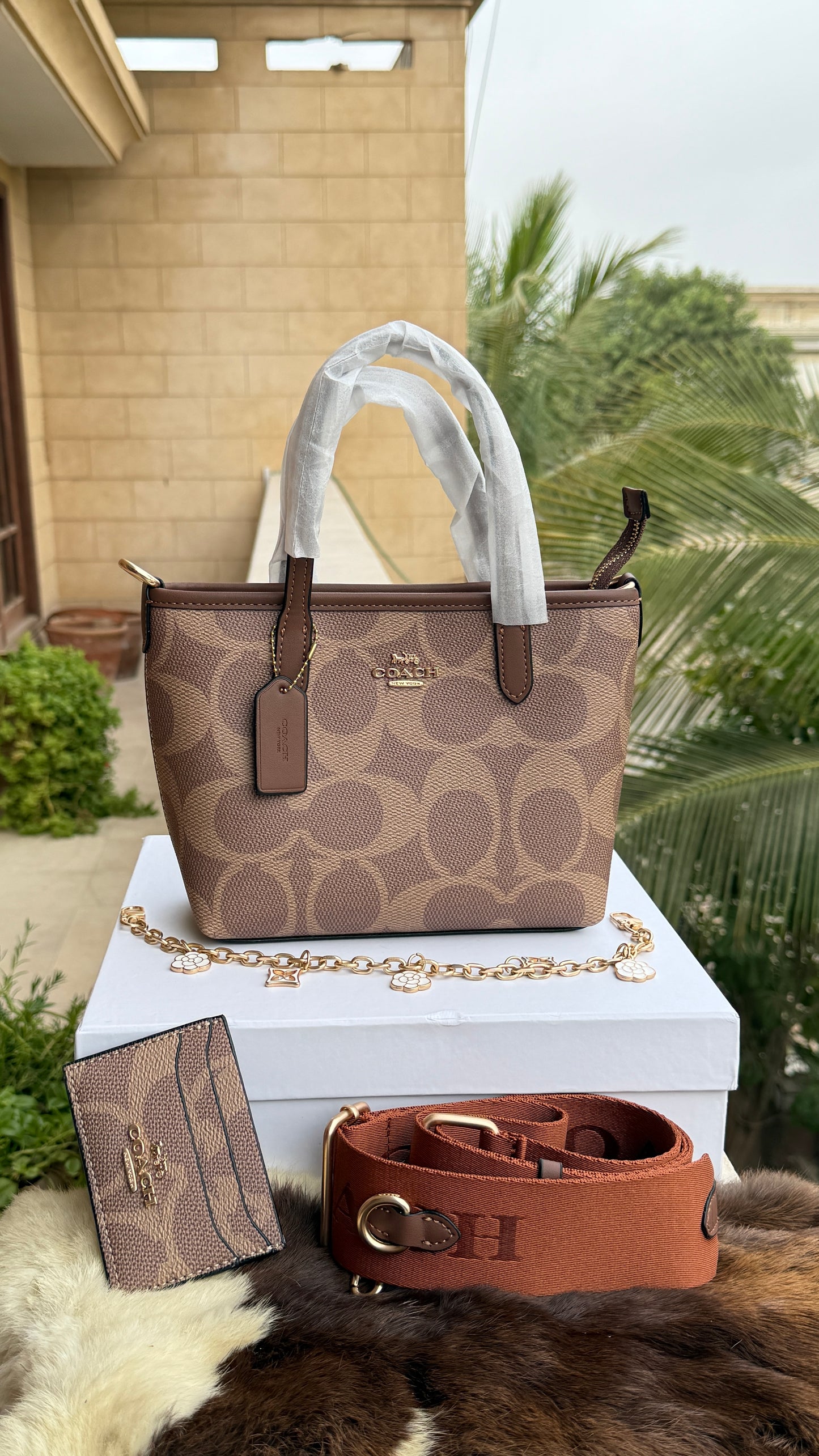 Coach City Mini Tote Bag-With Wallet & Charm Chain-Box Included-Master Plus Series.
