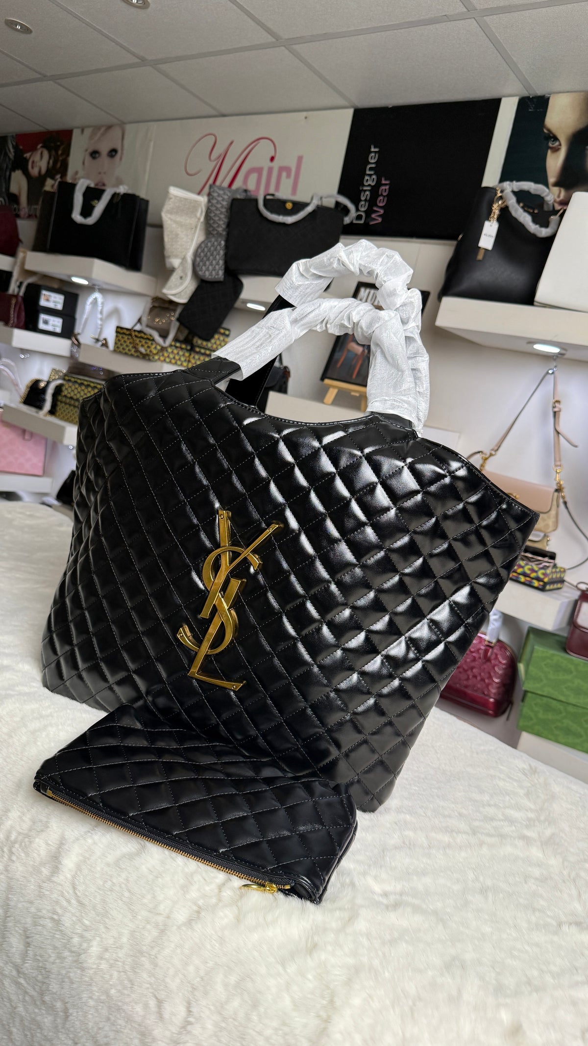 YSL  Saint Laurent Icare Maxi Matelassé Leather Tote-Master Plus Series.
