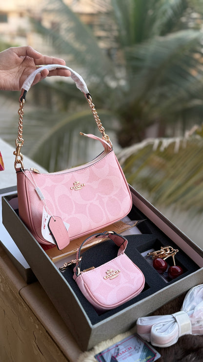 Coach Teri Hobo Complete Set With Box,Micro Bag & Cherry Charm-Master Plus