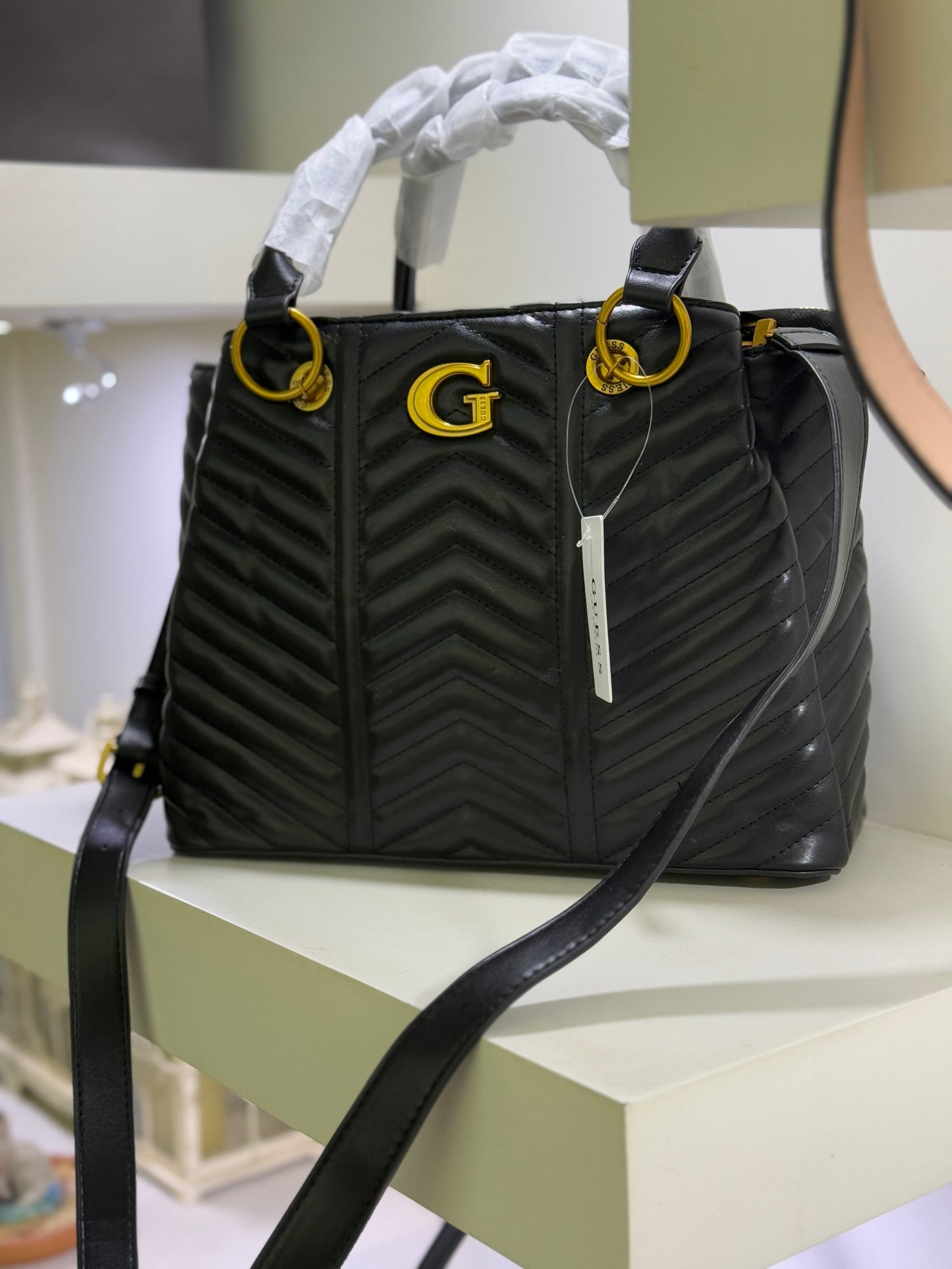 Guess Lovide Quilted Satchel Handbag