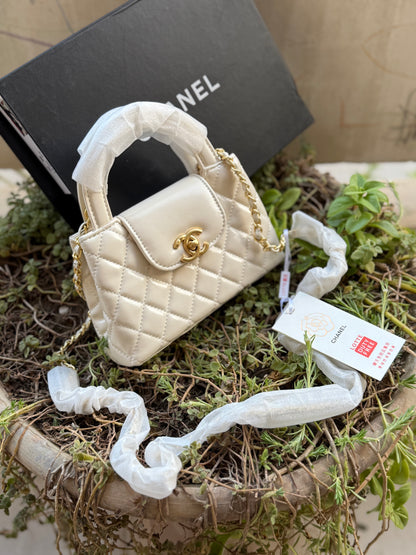 Chanel Kelly Small in White Shinny Calf Skin-AAA Quality-Folding Box