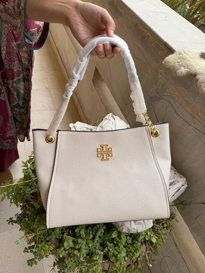 Tory Burch Britten Slouchy Tote Milky White/Cream ( Master Series )
