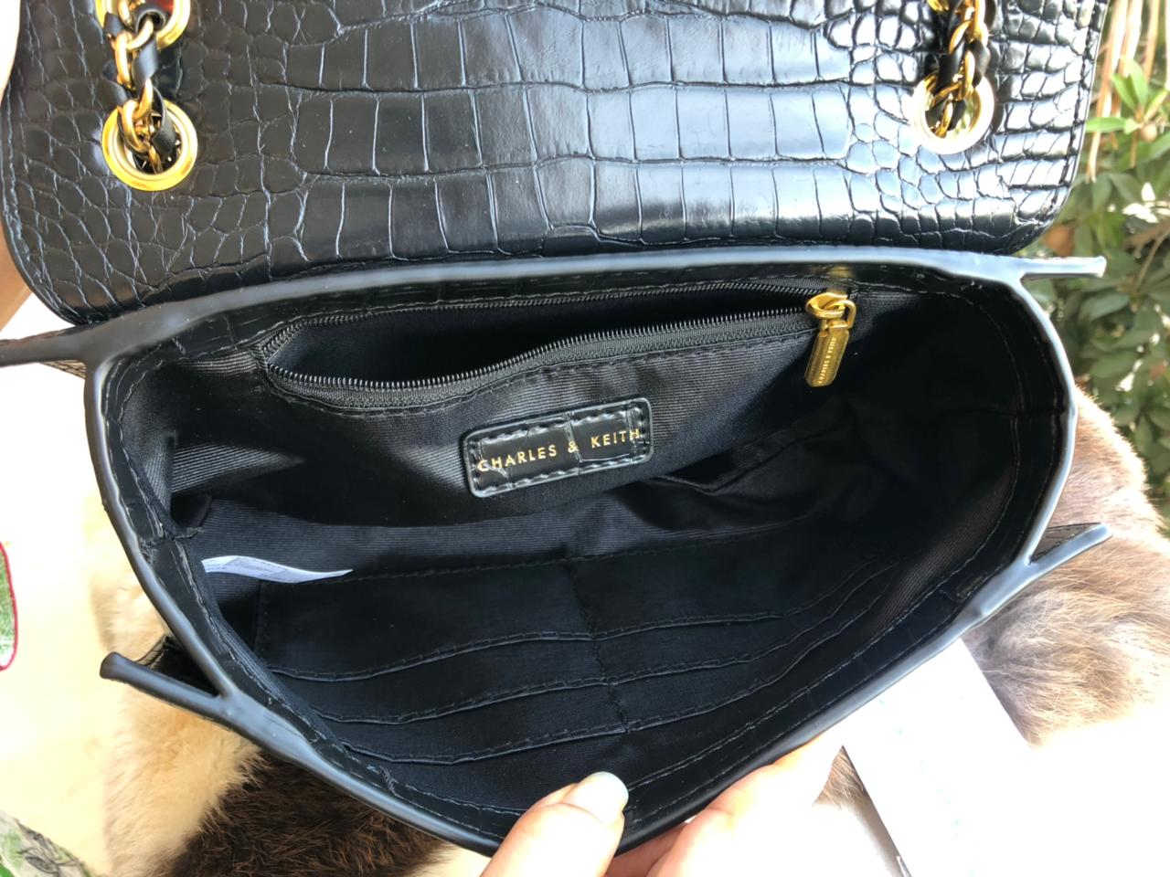 Charles & Keith Crocodile Pattern Crossbody with box ( Master Series )