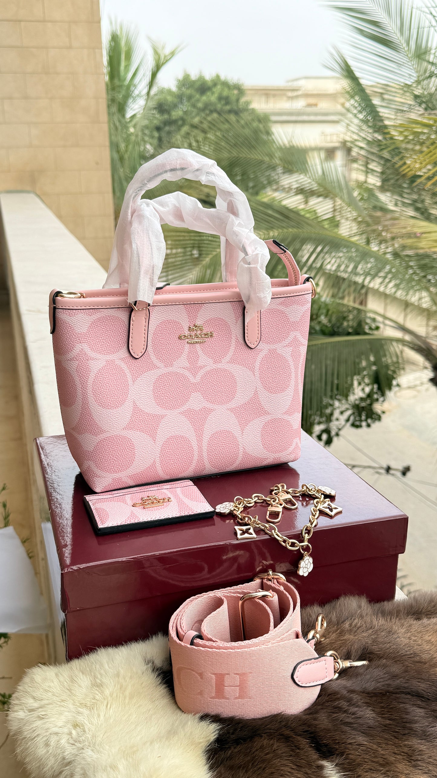 Coach City Mini Tote Bag-With Wallet & Charm Chain-Box Included-Master Plus Series.