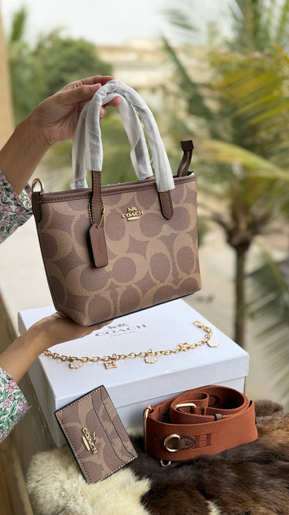 Coach City Mini Tote Bag-With Wallet & Charm Chain-Box Included-Master Plus Series.