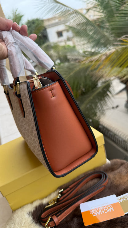 Michael Kors Laila Signature Monogram Hand bag With box.