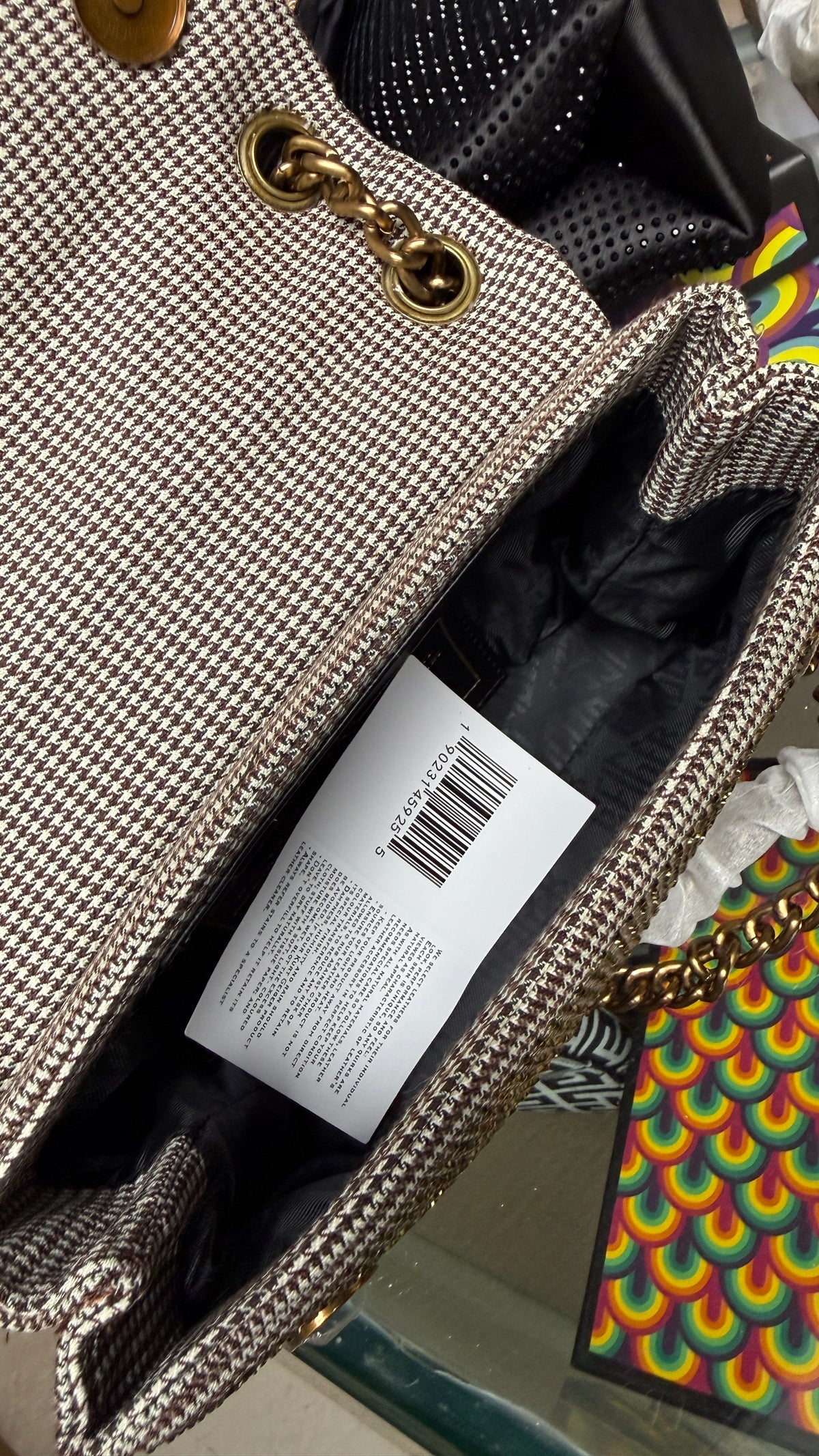 Kurt Geiger London Mini Kensington houndstooth tote bag with box