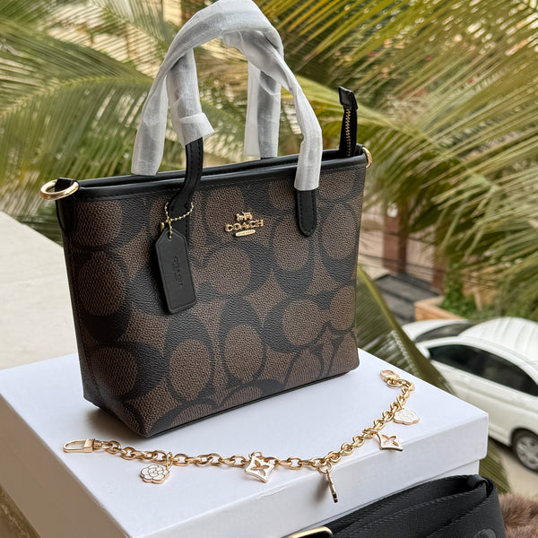 Coach City Mini Tote Bag-With Wallet & Charm Chain-Box Included-Master Plus Series.