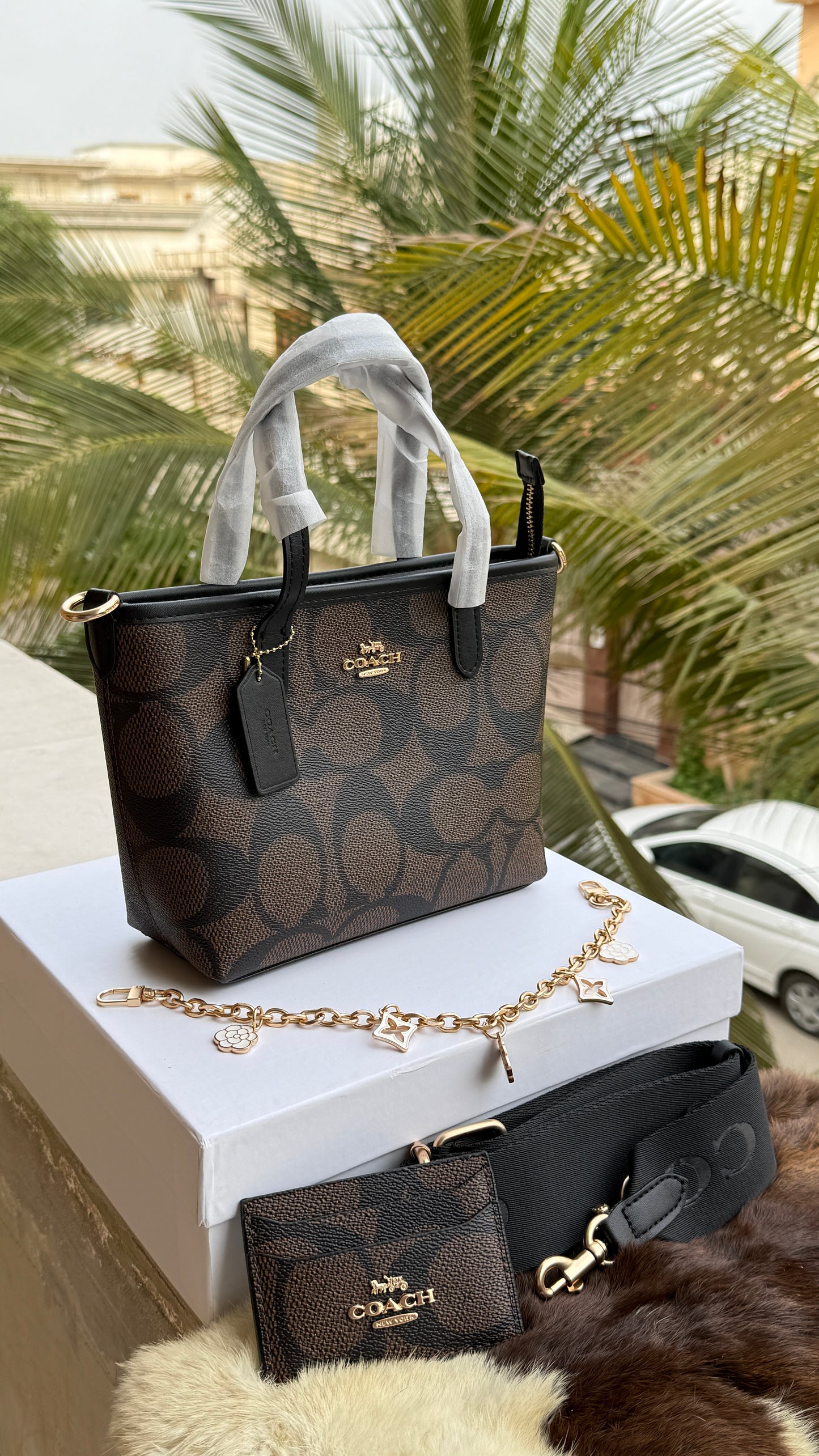 Coach City Mini Tote Bag-With Wallet & Charm Chain-Box Included-Master Plus Series.
