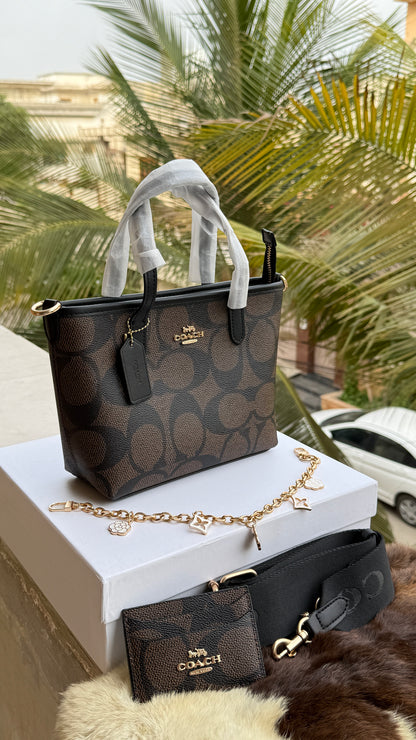 Coach City Mini Tote Bag-With Wallet & Charm Chain-Box Included-Master Plus Series.